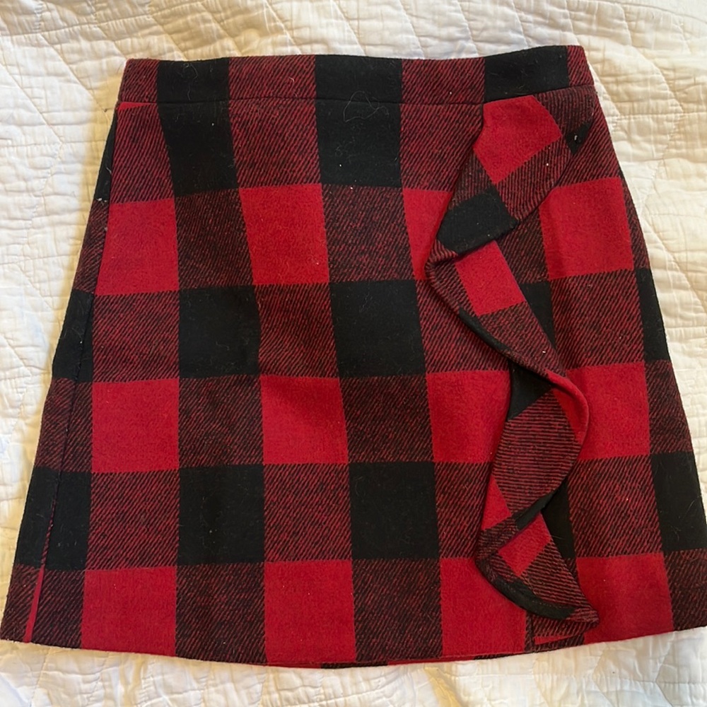 J Crew Wool Buffalo Check Plaid Skirt